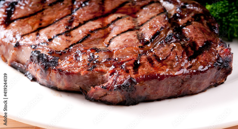 bbq rib steak with garlic mashed potatoes and brocolli bbq rib steak with garlic mashed potatoes and brocolli