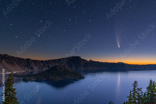 Neowise Comet Over Crater Lake