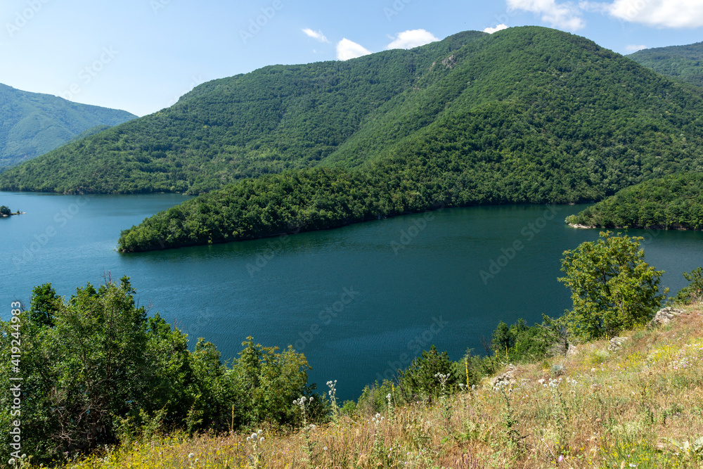 Landscape of Vacha Reservoir, Rhodope Mountains, Bulgaria