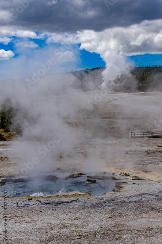 Boiling water bubbler Geyser. Active geyser with major eruptions. Yellowstone NP, Wyoming, US