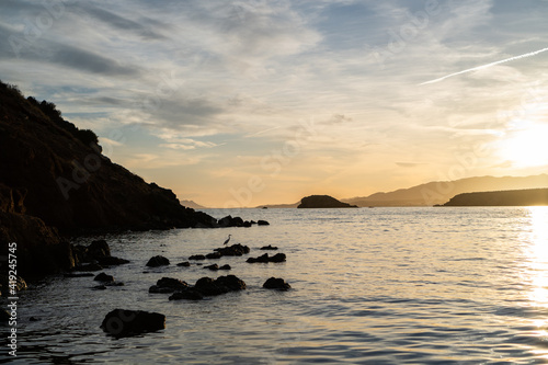 Image of a beach in a sunset