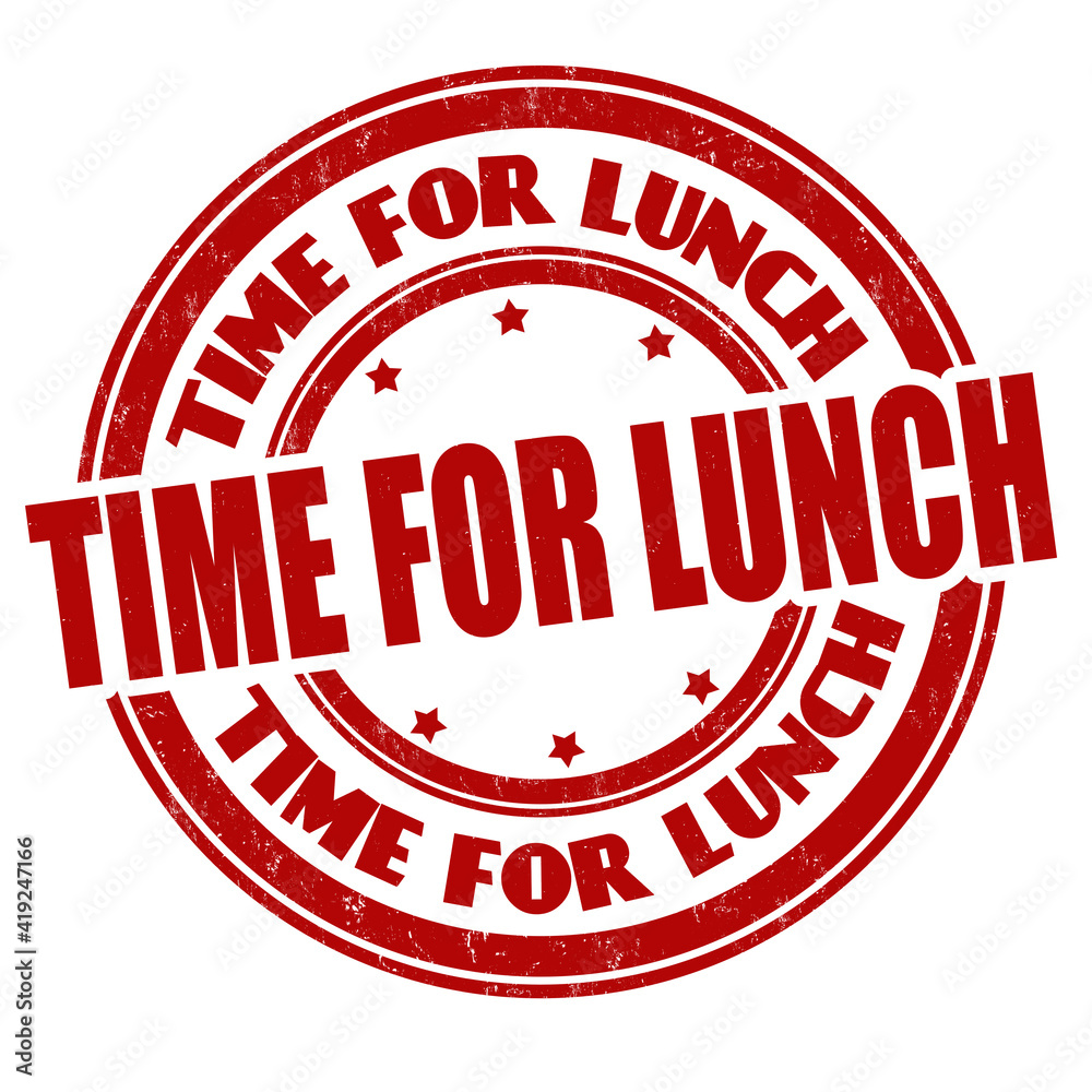 Time for lunch grunge rubber stamp