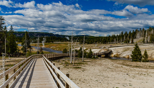 Wooden roads near geysers in the Valley of the Yellowstone NP, USA © Oleg Kovtun