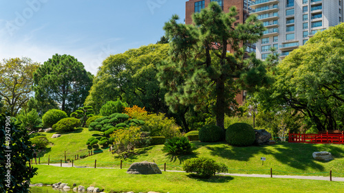 Landscape of "jardin japones" park, a tribute to japanese culture in Buenos Aires city