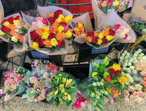 Flowers for sale in a supermarket.