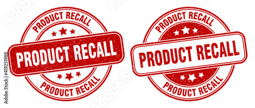 product recall stamp. product recall label. round grunge sign photo