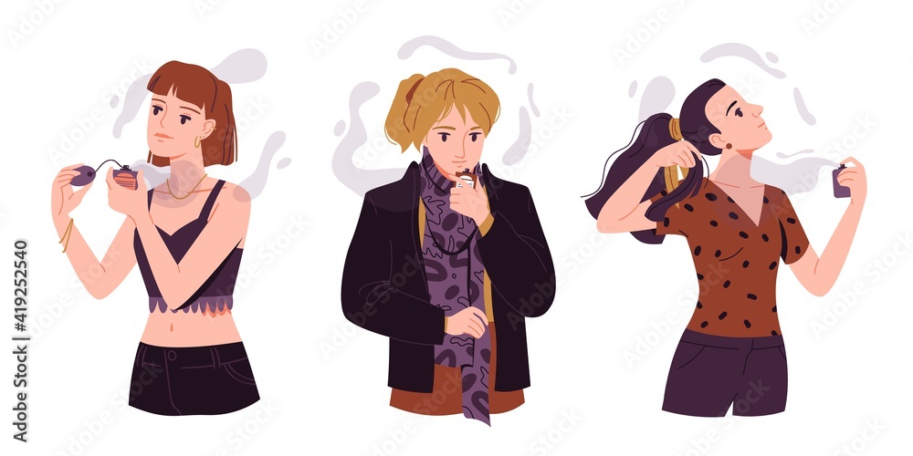 Εκτύπωση καμβά Choosing a suitable perfume flat illustration