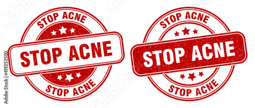 stop acne stamp. stop acne label. round grunge sign