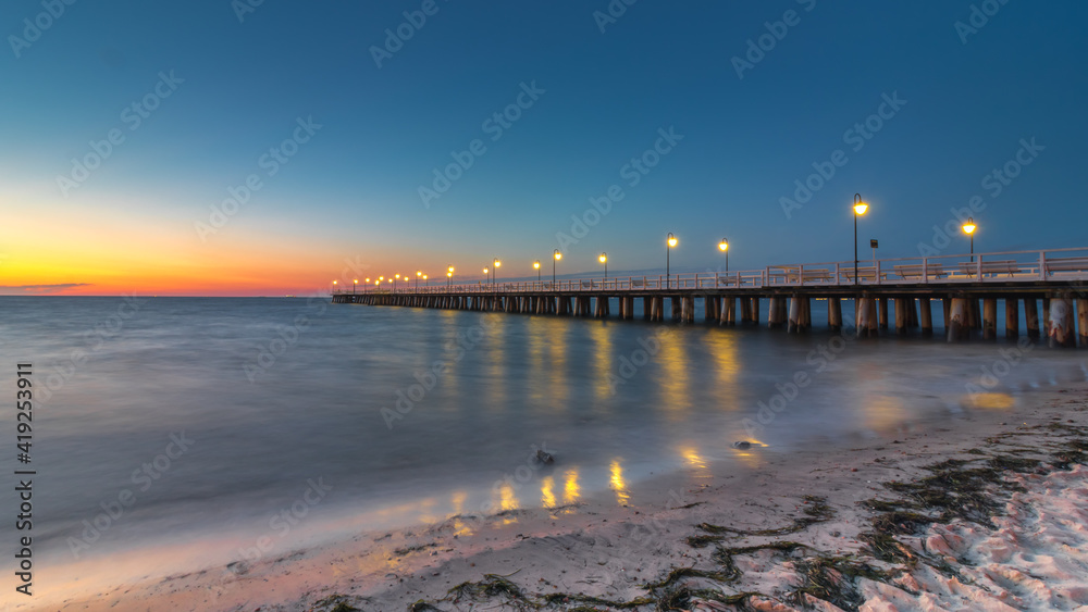 A pier at dawn