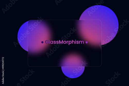 Abstract background. Transparent frame in glass morphism style