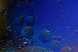 Abstract colorful Background Oil in Water surface with Bubbles. macro shot close-up