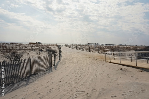 Preseason Work on Beach Dunes on Sunny Day