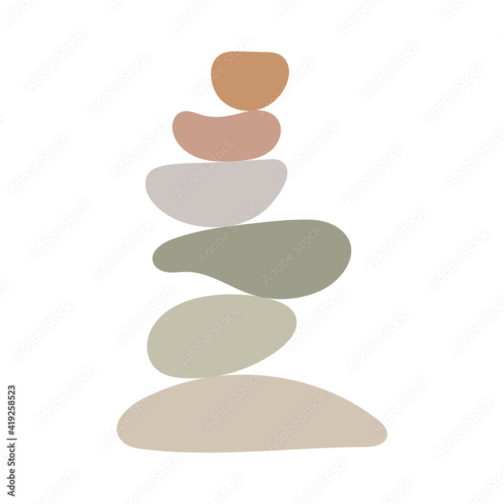 Zen stones simple abstract vector illustration in flat style, relax, meditation and yoga concept, boho colors stone pyramid for making banners, posters, cards, prints, wall art Zen stones simple abstract vector illustration in flat style, relax, meditation and yoga concept, boho colors stone pyramid for making banners, posters, cards, prints, wall art