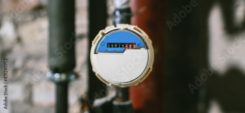 water meter of an Old real estate apartment, prepared and ready for renovate photo