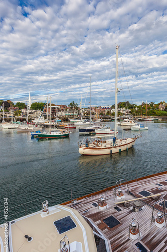 USA, Maine, Camden. Morning at Camden Harbor. photo