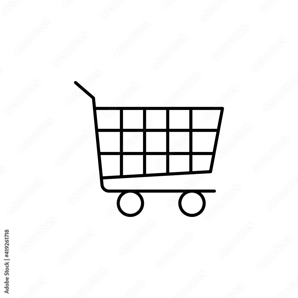 ecommerce shopping Cart icon in flat black line style, isolated on white background 