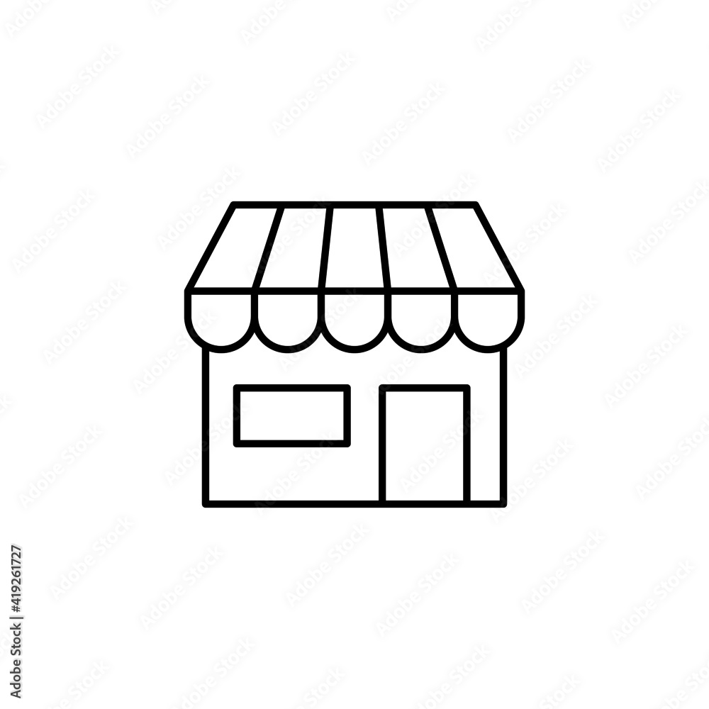 store icon in flat black line style, isolated on white background store icon in flat black line style, isolated on white background