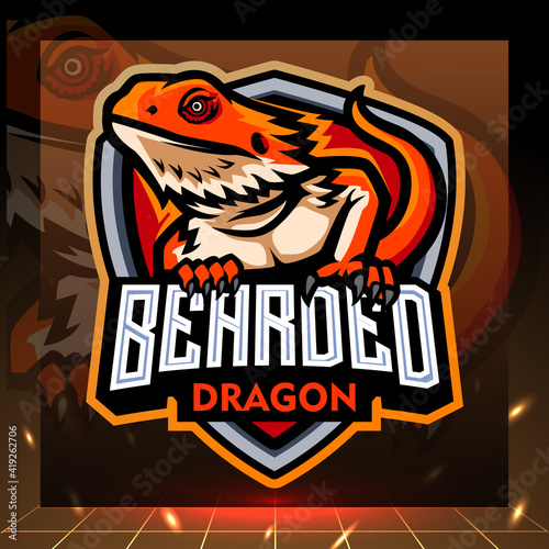 Bearded dragon mascot. esport logo design