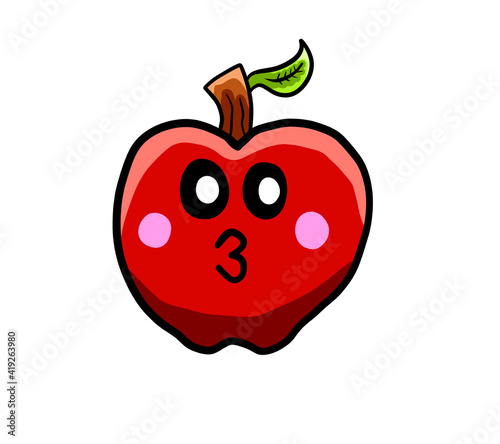 Stylized Cartoon Flirty Red Apple