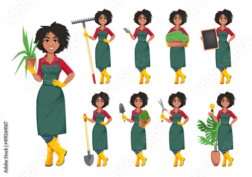 Young African American gardener woman