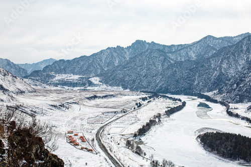 winter landscape with a mountain river