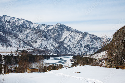 winter landscape with a mountain river