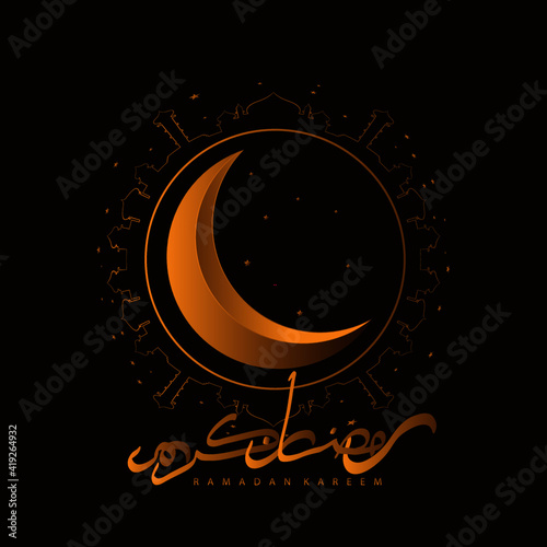 ramadan kareem with arabic text is mean muslim event, vector template, background or poster