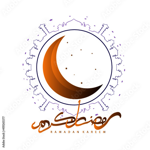 ramadan kareem with arabic text is mean muslim event, vector template, background or poster