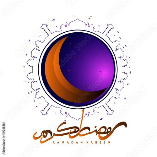 ramadan kareem with arabic text is mean muslim event, vector template, background or poster