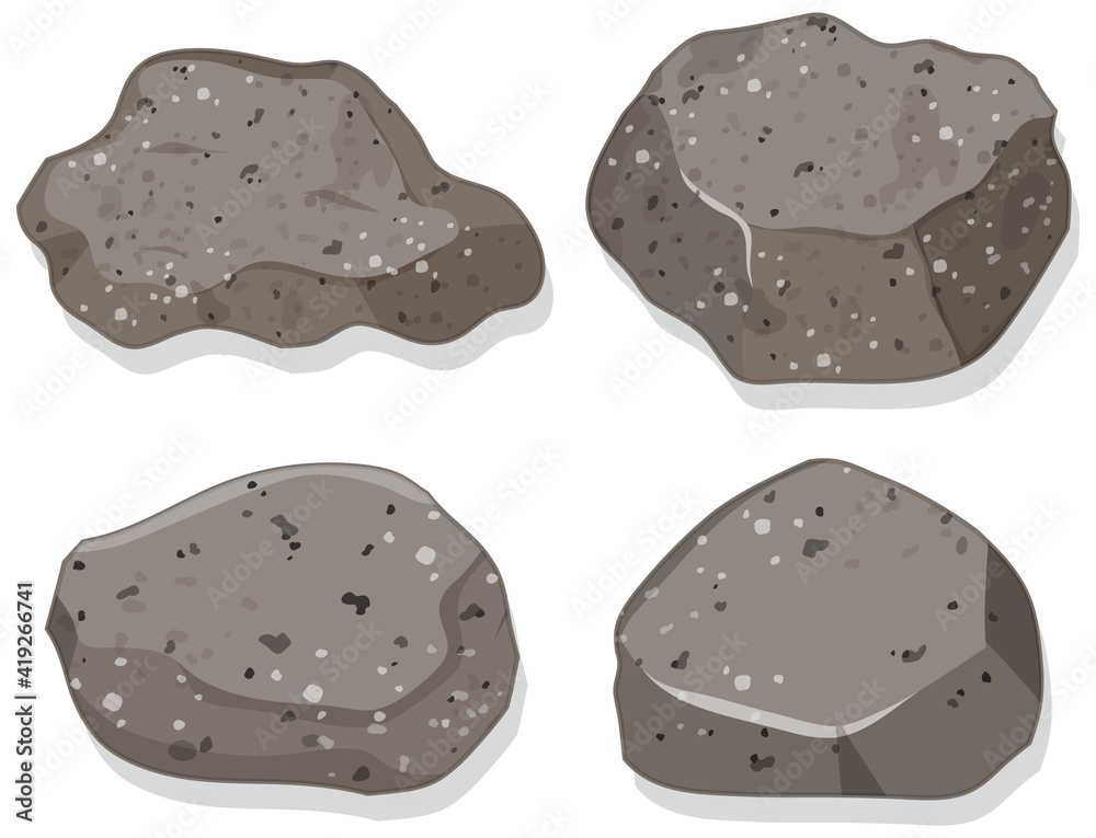 Set of granite stones isolated on white background Set of granite stones isolated on white background