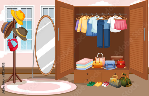 Interior design of dressing room background