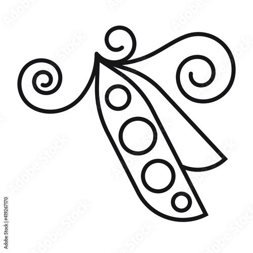 vector simple thin line drawing abstract logo icon icon strings pea beans isolated black on white background