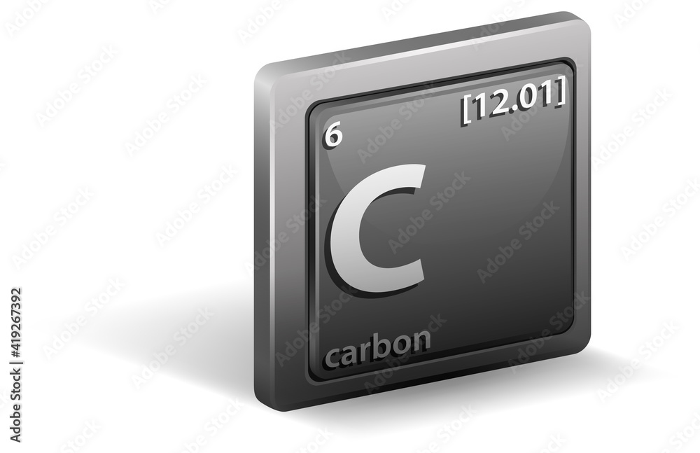Carbon chemical element. Chemical symbol with atomic number and atomic mass. Carbon chemical element. Chemical symbol with atomic number and atomic mass.