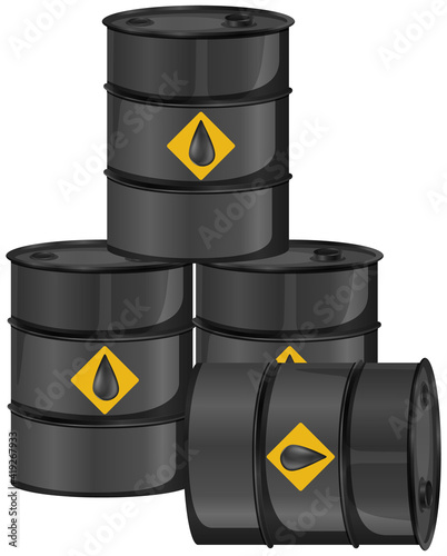 Barrel of oil on white background