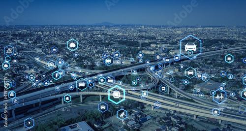 Fototapeta Naklejka Na Ścianę i Meble -  交通とテクノロジー　ITS　MaaS