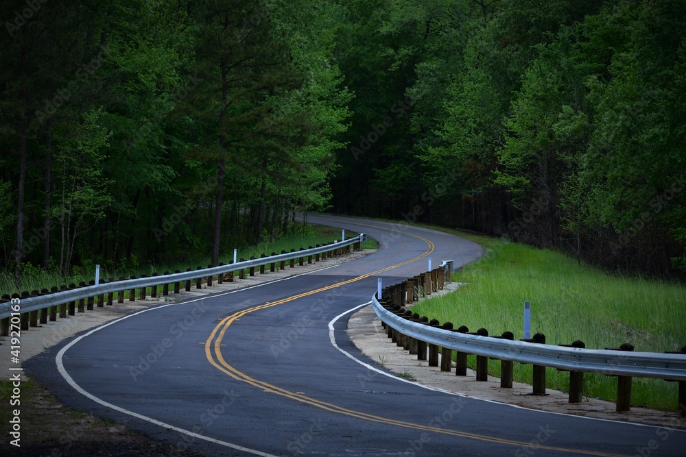 Obraz premium winding road in the forest of north east Texas