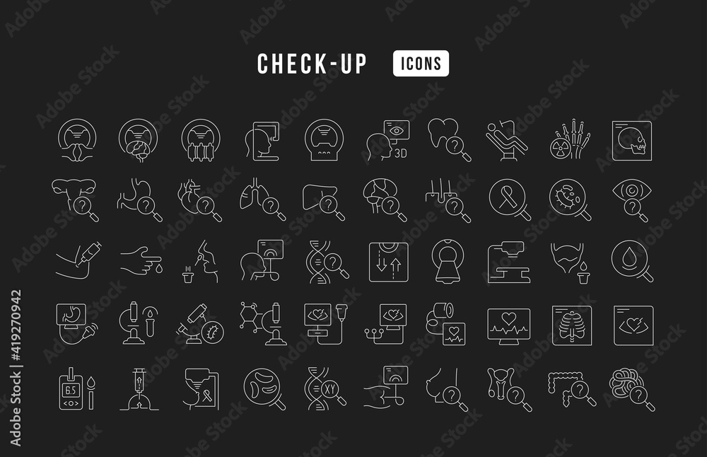 Set of linear icons of Check-Up