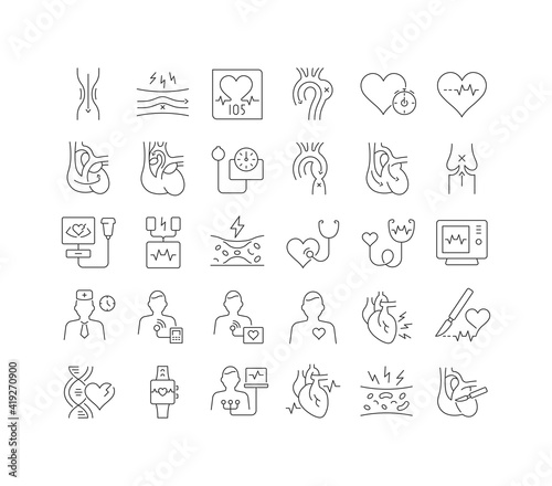 Set of linear icons of Cardiology
