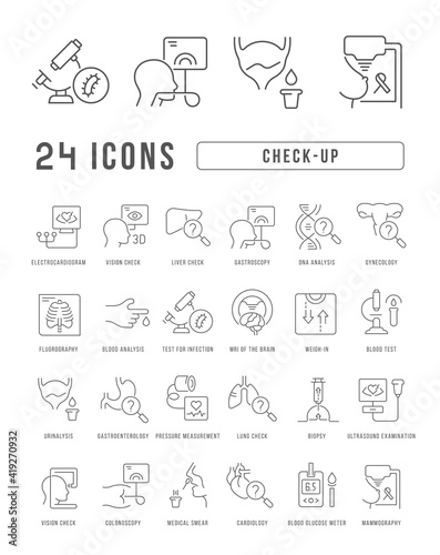 Set of linear icons of Check-Up