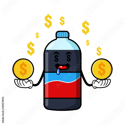 cute carbonated bottle  cartoon mascot character funny expression