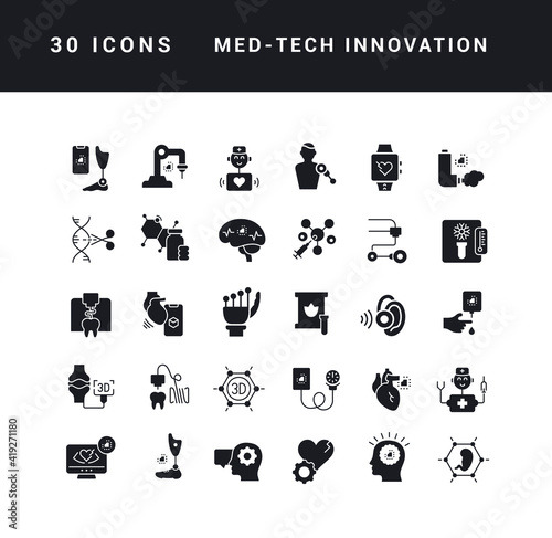 Set of simple icons of Med-Tech Innovation