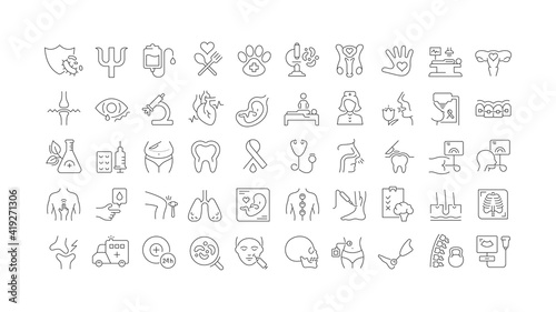 Set of linear icons of Medicine