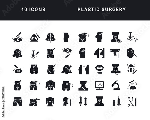 Set of simple icons of Plastic Surgery