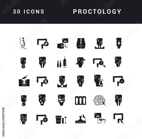Set of simple icons of Proctology