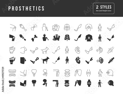 Set of simple icons of Prosthetics
