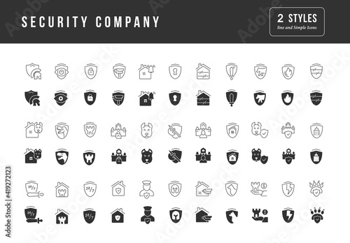 Set of simple icons of Security Company