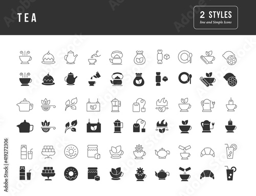 Set of simple icons of Tea