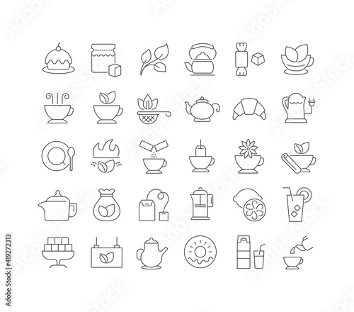 Set of linear icons of Tea