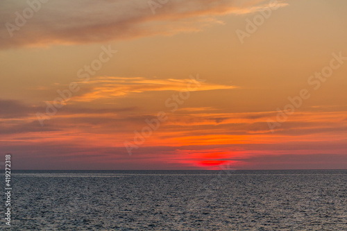 Caspian sea at the sunset