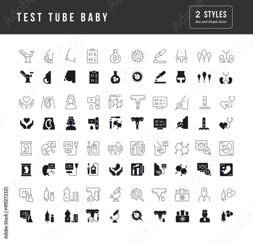 Set of simple icons of Test Tube Baby